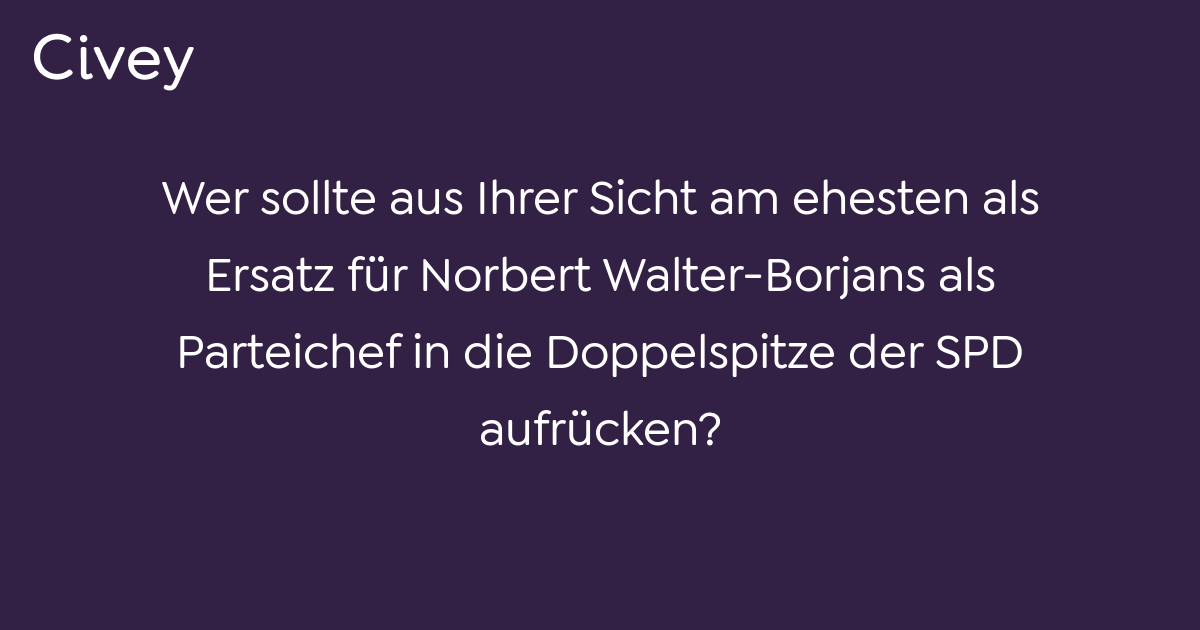 Civey-Umfrage: Wer Sollte Aus Ihrer Sicht Am Ehesten Als Ersatz Für ...