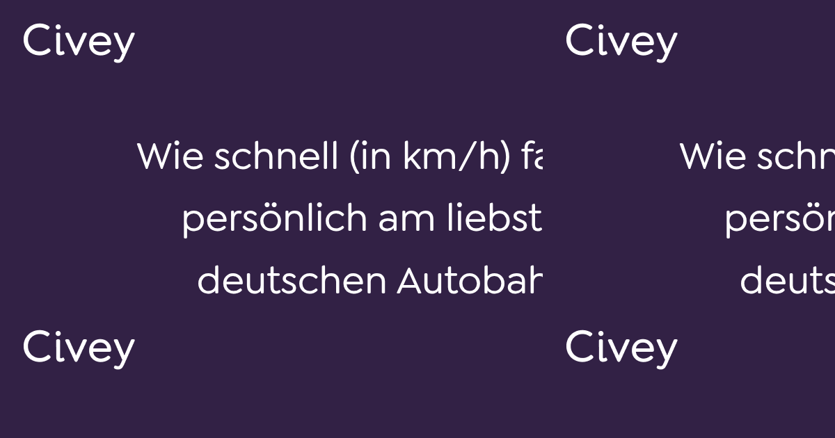 CiveyUmfrage Wie schnell (in km/h) fahren
