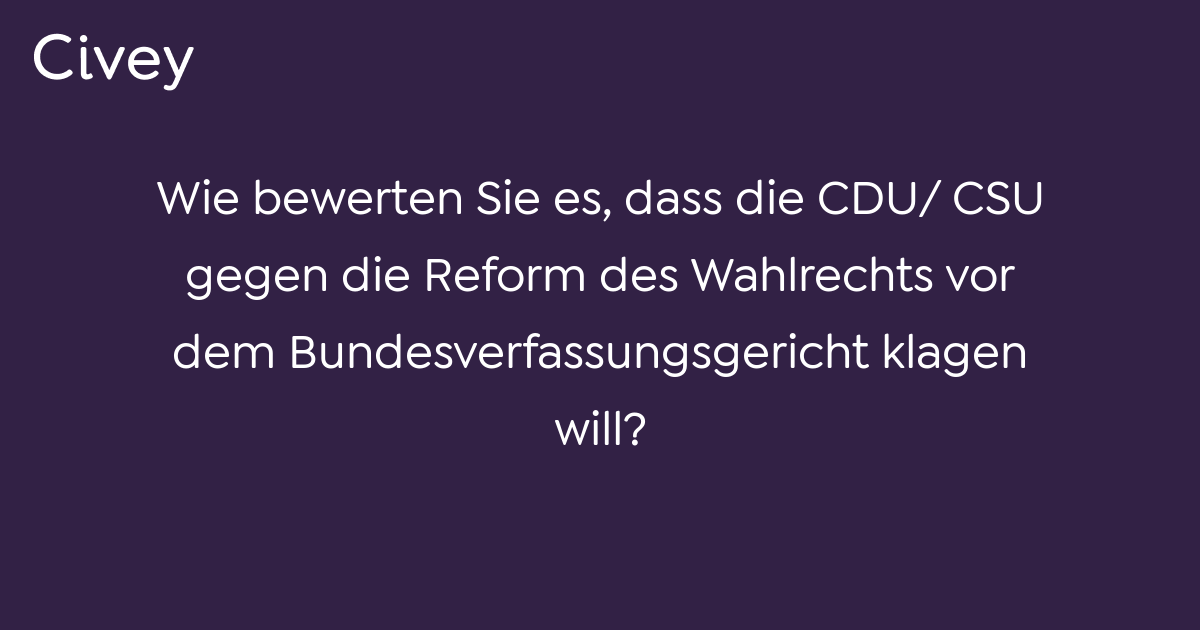 Civey-Umfrage: Wie Bewerten Sie Es, Dass Die CDU/ CSU Gegen Die Reform ...