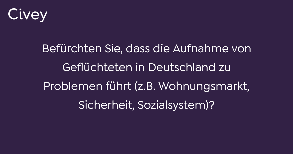 Civey-Umfrage: Befürchten Sie, Dass Die Aufnahme Von Geflüchteten In ...