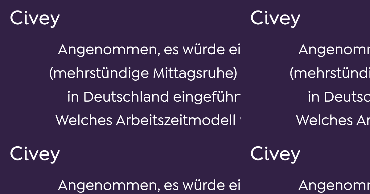 CiveyUmfrage Angenommen, es würde eine „Siesta“ (mehrstündige Mittagsruhe) im Sommer in CiveyUmfrage Angenommen, es würde eine „Siesta“ (mehrstündige Mittagsruhe) im Sommer in