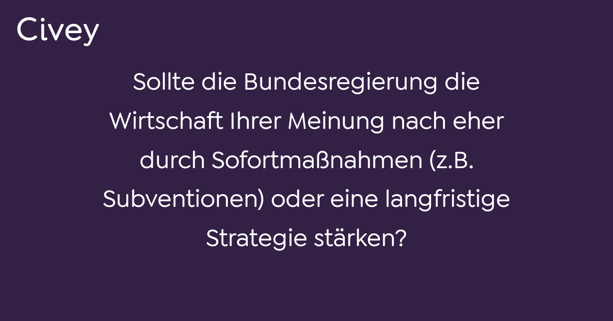 Civey-Umfrage: Sollte Die Bundesregierung Die Wirtschaft Ihrer Meinung ...