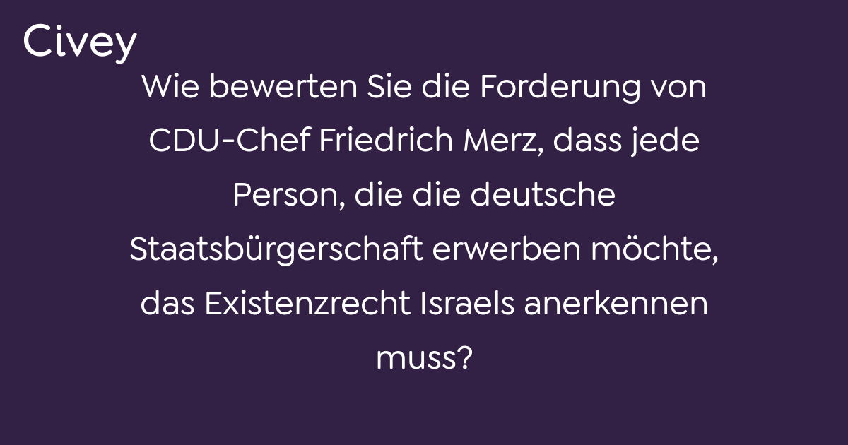 Civey-Umfrage: Wie Bewerten Sie Die Forderung Von CDU-Chef Friedrich ...